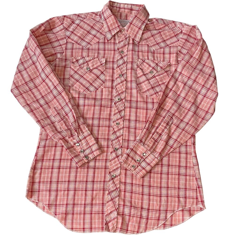 Vintage H Bar C Ranchwear Pearl Snap Shirt Small 16x35 Cowboy Grunge Western USA